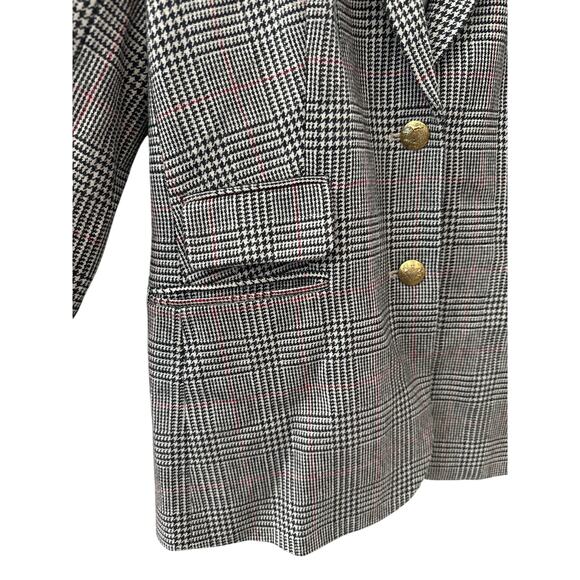 J. Crew Plaid Houndstooth Elbow Patch Wool Blazer Brown & Cream Size 6 - Picture 10 of 12